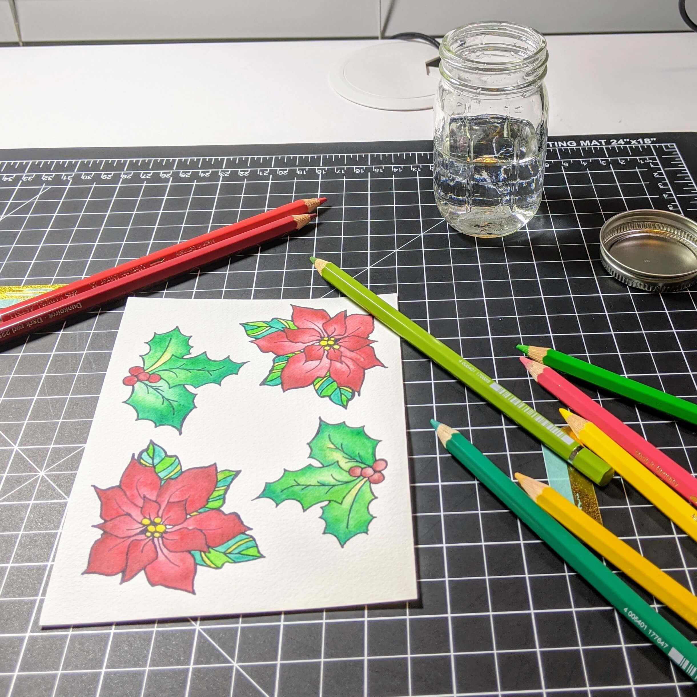 How to Use Watercolor Pencils to Make a Christmas Card IRL