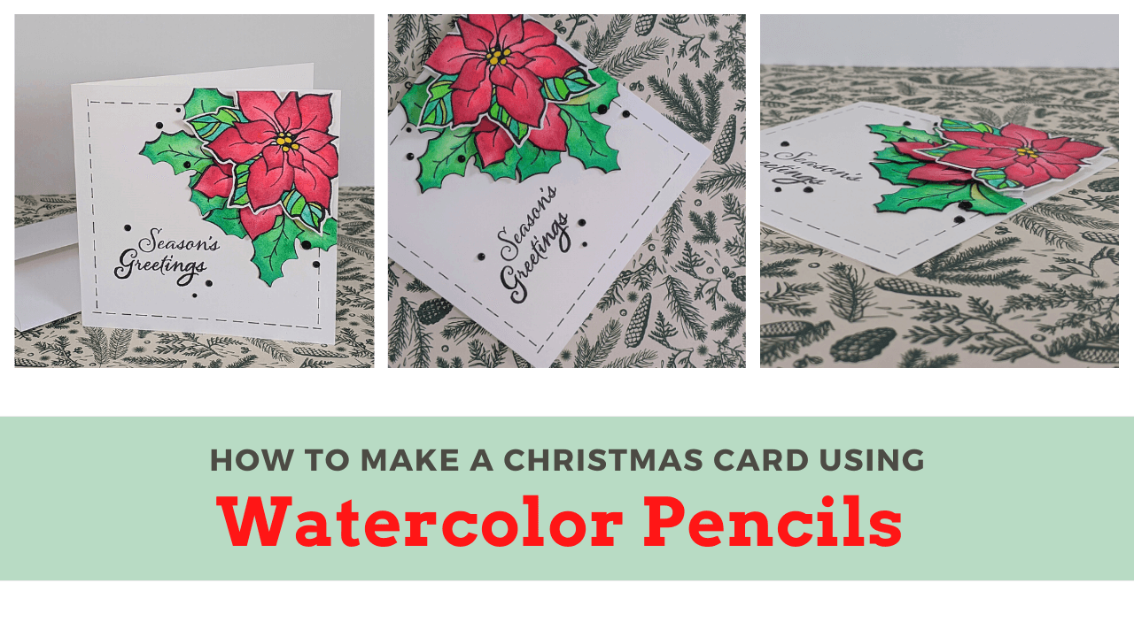 DIY Christmas card with watercolour pencils